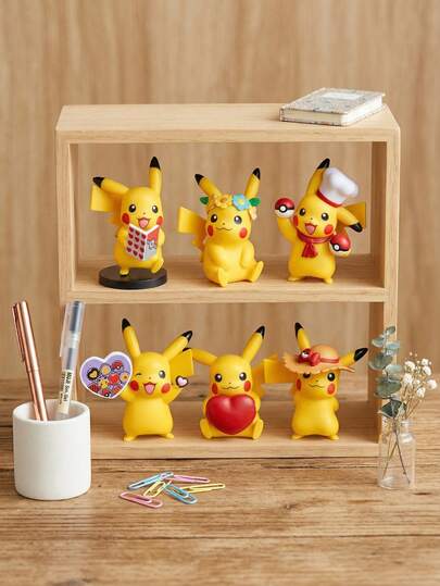  6pcs Pokemon Cartoon Figurines, Cute Models, Collectible Pocket Monster Figurine Decor, Limited Edition Birthday Gift Toys