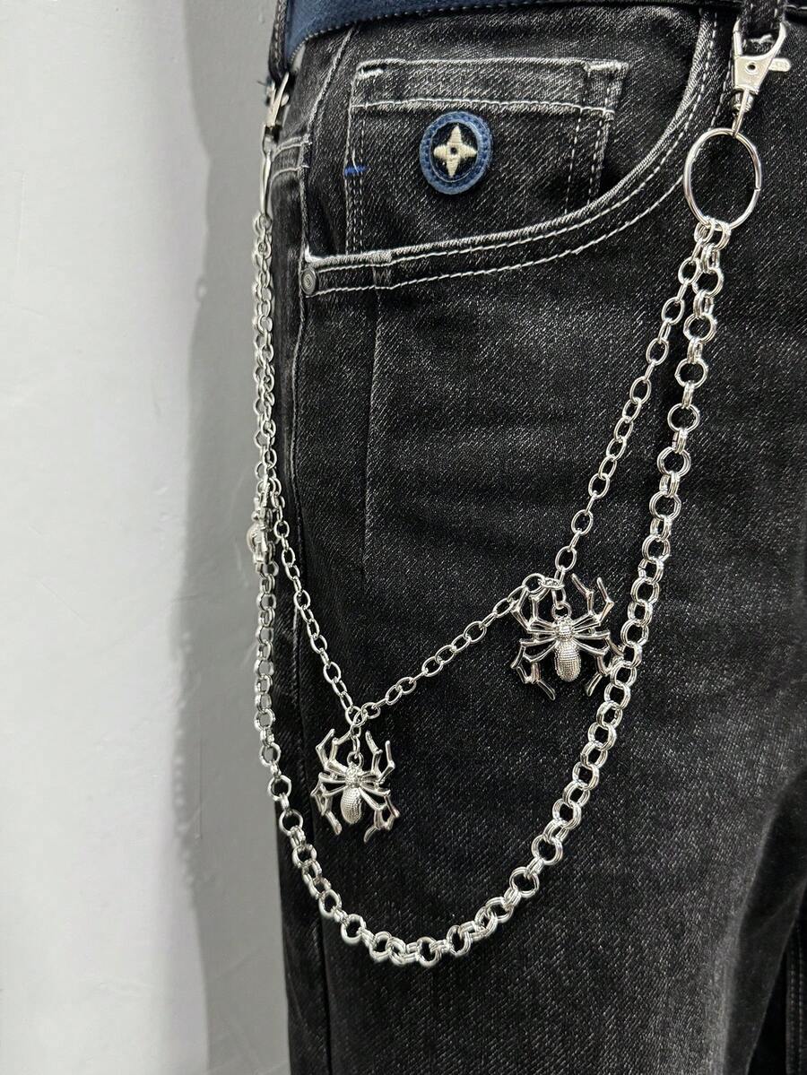 1条哥特式蜘蛛链，独特的朋克嘻哈配饰链，男女皆宜，日常百搭 - 彩色 - 查看 1