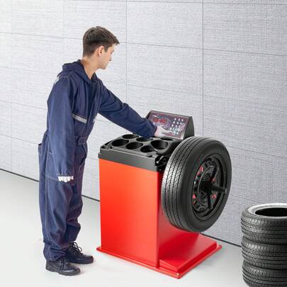 Tire Changer Machine, 18" Spindle, Durable Tire Balancer With 4 Size Of Conic & 45# Steel, Reinforced Tire Balancer With Complete Measuring Tools & Multi-Compartment, Fit For 1.5"-18" Wide Tire