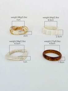 3pcs/Set Charming Wide Cuff Bracelets, Resin Bracelets, Wide Band Bracelets, Chunky Bracelets, Multicolor Bracelet Set, Wide Bracelets, Women's Bracelets, Gift For Her - Multicolor - View 8
