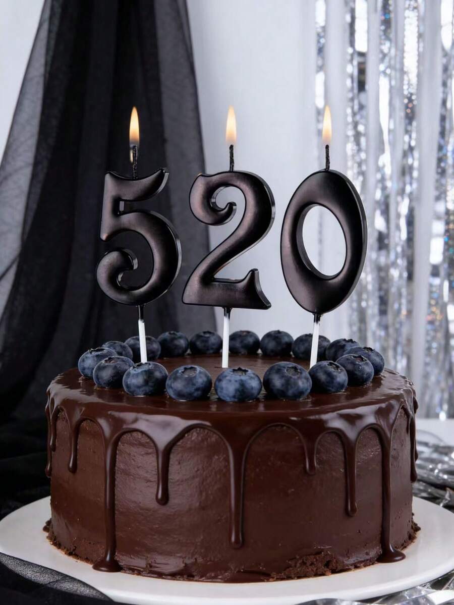 Black Number 0-9 Birthday Wedding Party Cake Decorative Candles - View 1