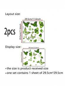 1pc "Fresh Green Wind Butterfly Wall Sticker - Natural Soft Decor" - Removable Self-Adhesive PVC Wall Sticker, Suitable For Bedroom, Living Room And Other Spaces - Spring Butterfly Decorative Sticker - D - View 12