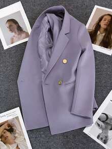 Áo blazer nữ tay dài cổ bẻ màu trơn, kiểu dáng thường ngày, thích hợp cho các buổi hẹn hò, tiệc tùng, đám cưới và các dịp lễ hội mùa xuân. - Khoai môn tím - Xem 4