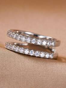 1 chiếc nhẫn nữ vuông thanh lịch đính đá Cubic Zirconia, thích hợp làm quà tặng đám cưới, lễ đính hôn, kỷ niệm, quà tặng ngày Valentine. - 1 # - Xem 1