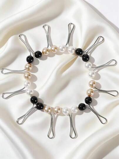 12pcs Women Pins, Pearl Brooch For Scarf, Headscarf Clips, Pins, Sweater Brooch Clips