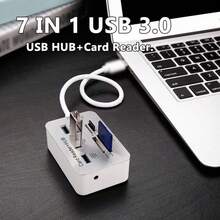 Bộ chia USB Type-C 3.0 7 trong 1 với 3 cổng USB + đầu đọc thẻ SD/TF/MS/M2 4 khe cắm, dùng cho ổ USB, máy tính xách tay, chuột, bàn phím. Bộ mở rộng USB-C 7 trong 1 với 3 cổng USB và đầu đọc thẻ SD/TF/M.2 - Bộ chuyển đổi thiết bị ngoại vi USB-C 3.0 cho máy tính xách tay, ổ cứng ngoài, tương thích với các thiết bị USB-C. - trắng - Xem 4