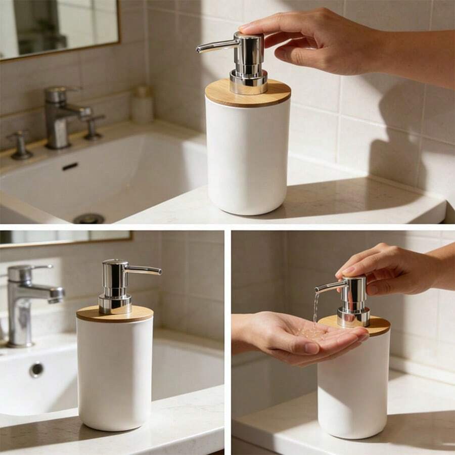 1 bình đựng xà phòng tạo bọt bề mặt nhẵn 380ml, vật dụng thiết yếu cho phòng tắm, bình đựng xà phòng lỏng cho nhà bếp, chai kiểu dáng thời trang, bình nhựa, cấu trúc chắc chắn, bình chứa có thể tái sử dụng, bình đựng xà phòng rửa tay dạng lỏng, dùng cho gia đình và thương mại. - Trắng - Xem 1