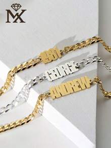 A Fashionable And Creative Stainless Steel Pendant Bracelet, With A Unique Design And Superior Quality, Making It An Ideal Choice For Niche Jewelry Accessories. This Letter Bracelet Has Versatile Uses, Suitable For Daily Wear, Parties Or Vacations, And Makes A Creative Surprise And Exquisite Gift For Loved Ones, Friends And Family. - Multicolor - View 5