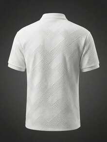 Áo polo nam dệt jacquard kiểu dáng thường ngày, đa năng cho việc đi lại hàng ngày, mùa xuân/hè. - trắng - Xem 2