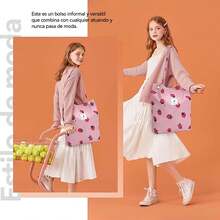 Women Top Handle Bags - Pink Strawberries + Beige Strawberries - View 7