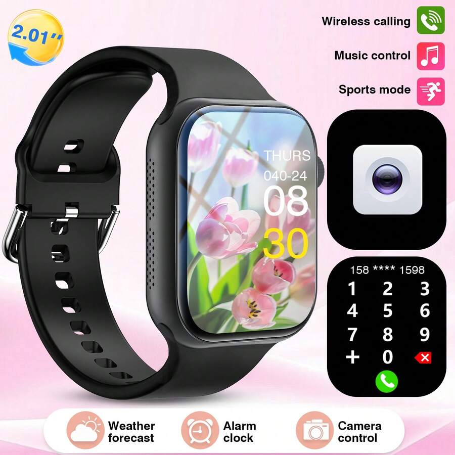 Smart Watch With 2.01" HD Display, Wireless Calling /Dial, Multi -Sport Mode, SMS Reminder, Custom Wallpaper, Compatible With Iphone/Andriod - Multicolor - View 1