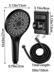 3 Modes Adjustable Large Panel Handheld Shower Head Pressurized Shower Head For Household Bathroom - Spiral Panel - View 3