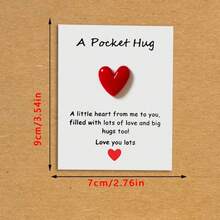 1pc/5pcs Pocket Hug Heart Greeting Card With Mini Resin Heart Pendant, Sweet Encouragement Card, Perfect Gift For Mother's Day, Teacher's Day And Thanksgiving - Red Heart - View 5