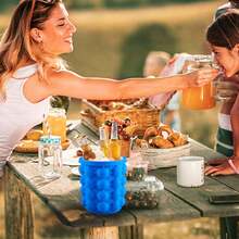 1pc Silicone Ice Cube Tray With Lid, 2-In-1 Ice Bucket & Ice Cube Maker, Press Release Easy To Take Ice Cubes, Suitable For Cocktails, Whiskey, Beverages And Cold Drinks - Multicolor - View 7