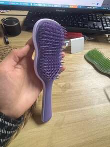 1pc Wet/Dry Dual-Use Brush With Scalp Massager And Non-Slip Handle, Gentle Hair Care Essential For Women With Curly, Straight And Fine Hair, Daily And Travel Styling Tool, Detangles And Adds Shine - Multicolor - View 7