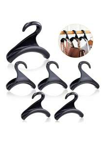 10 piezas/5 piezas/3 piezas Ganchos colgantes con forma de arco, estante para colgar bolsos, armario, almacenamiento, mochila, bolso, cartera, percha de plástico - Negro - Ver 4