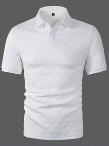 1件男士休闲白色纹理面料短袖Polo衫 - 白色 - 查看 2