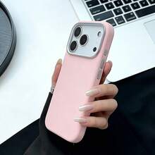 DECOPHONE 粉色哑光手机壳，金属镜头框防摔全包保护壳，简约高级设计，兼容17/16/15系列。 - 粉色 - 查看 1