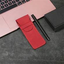 Estuche para bolígrafos de cuero PU esmerilado vintage, funda protectora de alta gama para bolígrafos de tinta, estuche de gran capacidad para dos bolígrafos. - borgoña - Ver 2