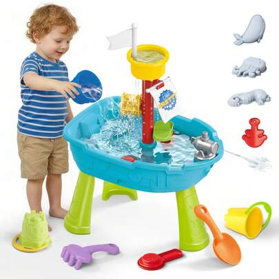 Toddler Sand Water Play Table Adventure Water Play Park With Water Squirt Sailboat Toys Outdoor Garden Beach Toys