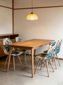 1/4/6pcs Modern Tropical Plant Print Removable & Washable Elastic Milk Silk Curved Chair Covers, Suitable For All Seasons - Multicolor - View 10