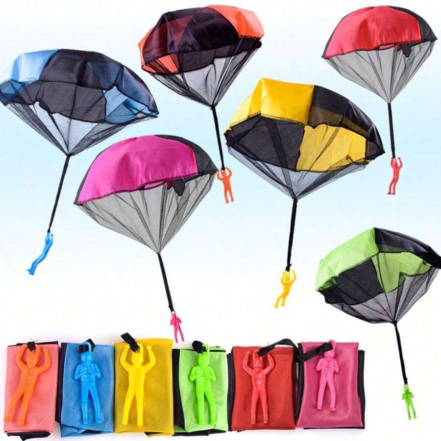 1 pieza Soldado con miniparacaídas de lanzamiento manual, juego de lanzamiento al aire libre, accesorio para juego de paracaídas, regalo de juego para adultos - Multicolor - Ver 1