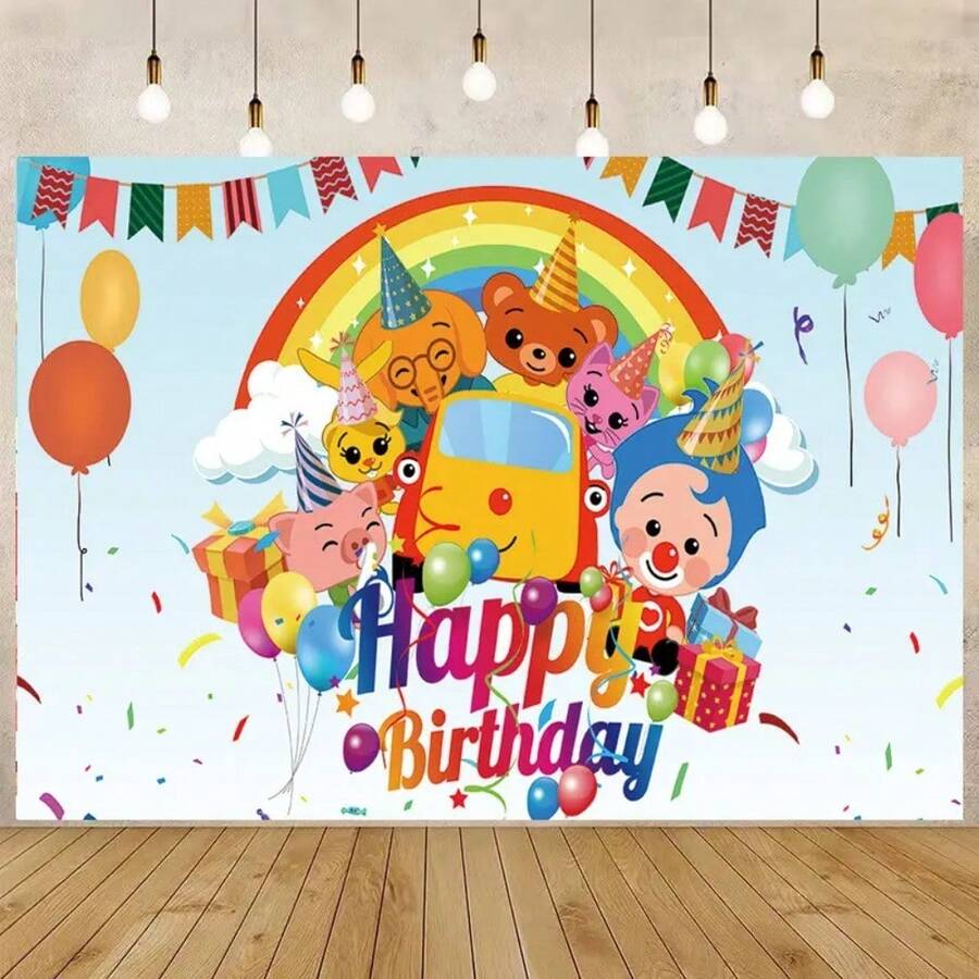 P-Lim Plim Photography Backdrop Clown Baby Shower Happy Birthday Party Photo Background Photo Studio Props Decor Banner Tapestry Flag - Nhiều màu - Xem 1
