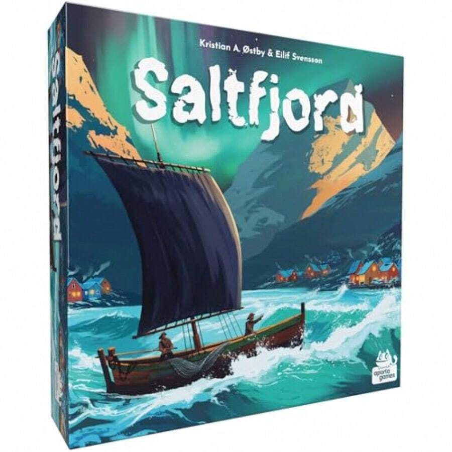 Juego de Mesa Saltfjord Juego de Estrategia de Dibujo de Dados Pesca y expansión de Pueblo en Noruega del Siglo XIX Edades de 14 años 1 a 4 Jugadores Tiempo de Juego de 60 Minutos Hecho por - como en la foto - Ver 1
