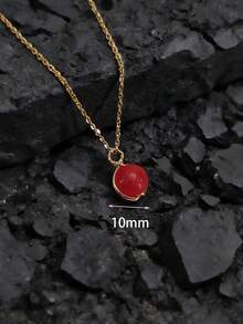 1条精致天然红玛瑙圆珠项链，搭配海蓝宝石圆吊坠，双人套装，姐妹/闺蜜款，可单独购买，优雅夏季新品 - 圓球 - 查看 10