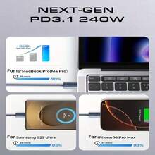 MFIGIGK USB-C 转 Type-C 充电线，USB-C 快速充电数据线，兼容 Apple 17/16/15/15 Pro/15 Pro Max/15 Plus/Pro/Galaxy S25/S24/S23 Ultra。快速充电 Type-C 数据线 - 彩色 - 查看 6