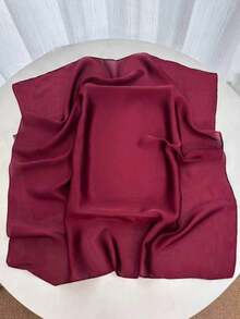 1pc Women's 2026 Spring/Summer Fashion Minimalist Square Scarf/Bandana, Casual Versatile Headwrap,Beach,Holiday - Burgundy - View 5