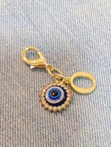 1pc Initial Letter Blue Evil Eye Rhinestone Keychain - Symbolic Gift, Protection And Good Luck - Fashion Accessory, Suitable For Car Keys/Bag Pendant, Ideal Holiday Gift Accessory - Multicolor - View 10