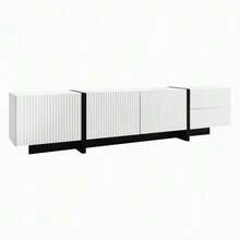 190 Cm TV-Schrank Mit 3 Türen, 2 Schubladen - 黑色 - 查看 8