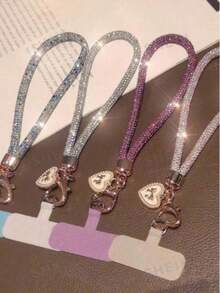 1-10pcs Luxury Crystal Rhinestone Phone Lanyard, Women's Style, High-End Crystal Chain, Short & Long Detachable Wrist Strap - Multicolor - View 2