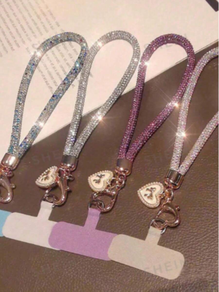 1-10pcs Luxury Crystal Rhinestone Phone Lanyard, Women's Style, High-End Crystal Chain, Short & Long Detachable Wrist Strap