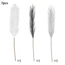 Artificial Pampas Stems, 55cm/21.65in, Fluffy Artificial Flowers, Black, White And Gray Home Farmhouse Decor, Boho Decor, Artificial Flowers, Artificial Pampas Decor, Vase Fillers, Room Decor, Wedding Centerpieces - Black, White and Gray - View 11