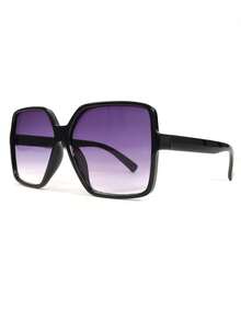 1副方形大框Y2K时尚女式眼镜 - 雙紫色 - 查看 6