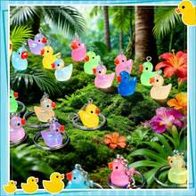 Llaveros de pato mini multicolor; Llaveros de pato de resina; Colgantes de animales lindos - perfectos para regalos navideños y recuerdos de fiesta de cumpleaños - pato que brilla en la oscuridad - Ver 4