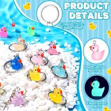 Llaveros de pato mini multicolor; Llaveros de pato de resina; Colgantes de animales lindos - perfectos para regalos navideños y recuerdos de fiesta de cumpleaños - pato que brilla en la oscuridad - Ver 1