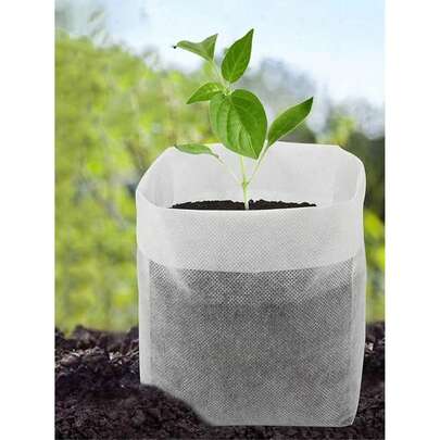 100/200 túi ươm cây bằng vải không dệt, túi trồng cây, thùng trồng cây dày dặn, túi trồng cây làm vườn.