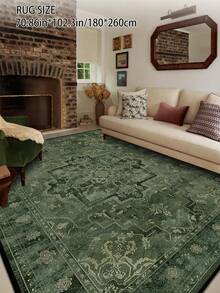 1pc Vintage Distressed Persian Style Rug, Red Bohemian Moroccan Polyester Fiber Comfortable, Easy Care Washable Area Carpet, Suitable For Living Room, Hallway, Bedside, Home Decor - 彩色 - 查看 16