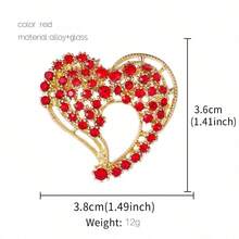 1 chiếc ghim cài áo hợp kim hình trái tim rỗng đính đá thời trang, phụ kiện quần áo và túi xách dành cho nữ. - Trâm cài hình trái tim chạm khắc tinh xảo - Xem 10
