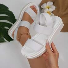 Women's Comfortable Platform Wedge Sandals – Lightweight Slingback Slip On Walking Summer Casual Shoes - White - View 1