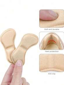 10pcs/5pairs Comfortable Soft Anti-Friction Heel Grips, Anti-Slip Heel Pads - Beige - View 2