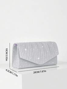 REMANLAND Eye-Catching Silver Sequined Clutch With Vertical Pleats, Featuring A Striking Sequined Texture And An Envelope Design. Perfect For Parties And Nightclubs, And A Great Gift. - Silver - View 4