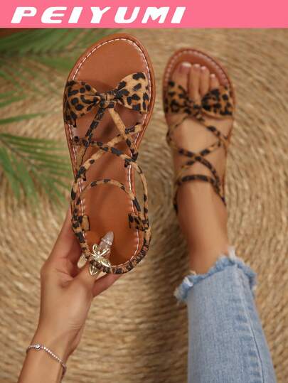 Sandalias de moda para mujer, diseño elegante de lazo cruzado, cómodas y versátiles, adecuadas para diversas ocasiones, disponibles en varios colores, sandalias con cordones