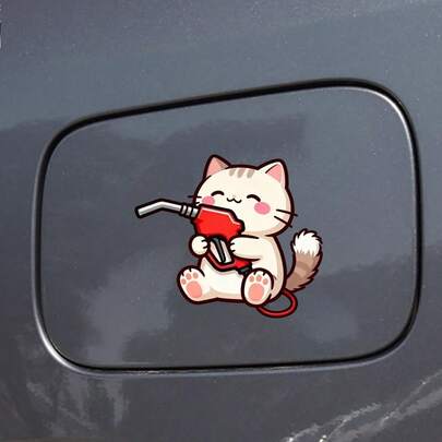 Nhãn dán hình móng vuốt mèo hoạt hình dễ thương dùng để bơm xăng - Nhãn dán nhắc nhở đổ xăng ngộ nghĩnh, phù hợp với nắp bình xăng ô tô và xe máy, decal vinyl chống thấm nước và bền, dễ dán lên xe tải và ô tô, nhãn dán cá nhân hóa sáng tạo.