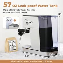 Espresso Machine 20 Bar Woth Milk Frother, 57OZ Removable Water Tank & Hot Water - Silver - View 7