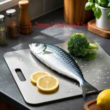 1 Pc Thick Stainless Steel Kitchen Cutting Board - Scratch-Resistant Chopping Surface For Meats, Steaks, Chickens, Veggies, Fruits & Bread | Non-Slip, Dishwasher-Friendly - Vegetable and Fruit Cutting Board - View 7