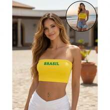 BELLA  NET Women's Strapless Cropped Top/Blouse, Brazil Fan Edition, World Cup 2026 - Assorted Colors - Multicolor - View 5